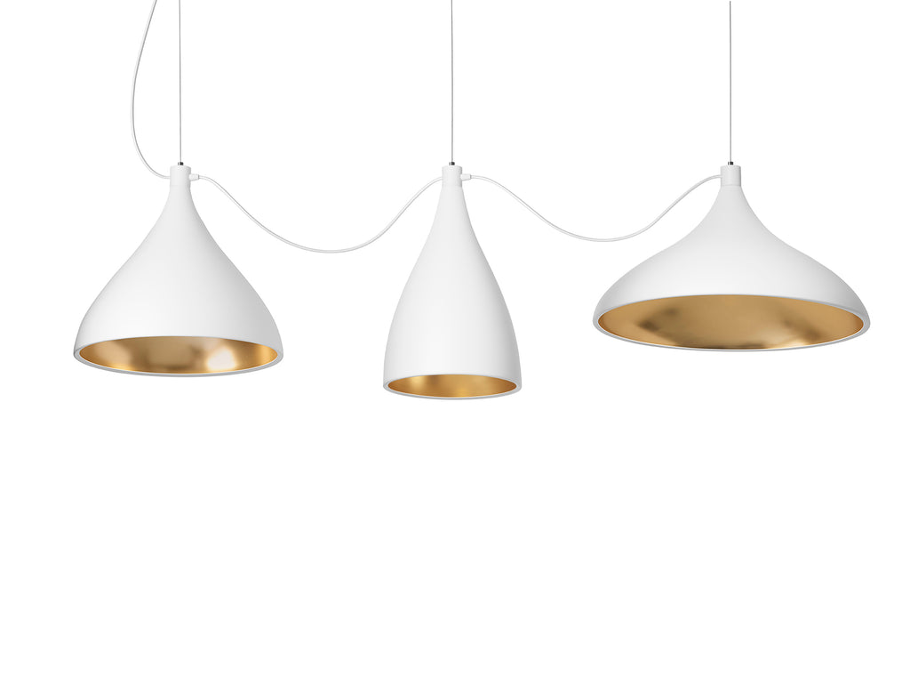 Swell String 3 Mixed Pendant - Vit/Mässing - 1 Smal - 1 Medium - 1 Bred - LED