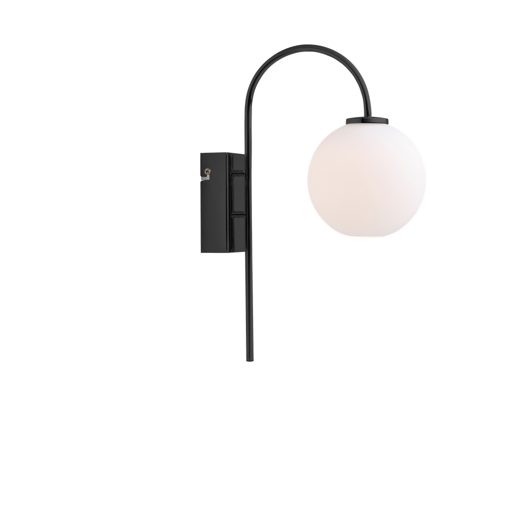 Herstal - Vägglampa Ballon svart/opal glas