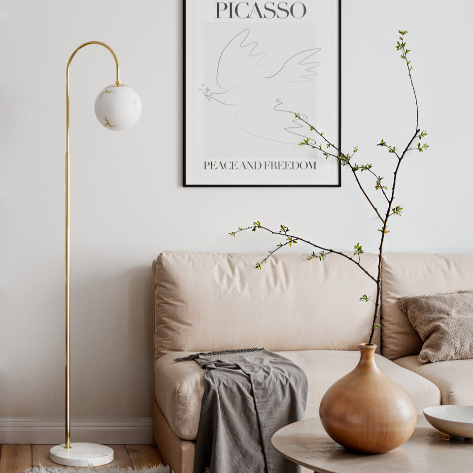 By Rydéns - Bellagio golvlampa H163cm mässing/vit