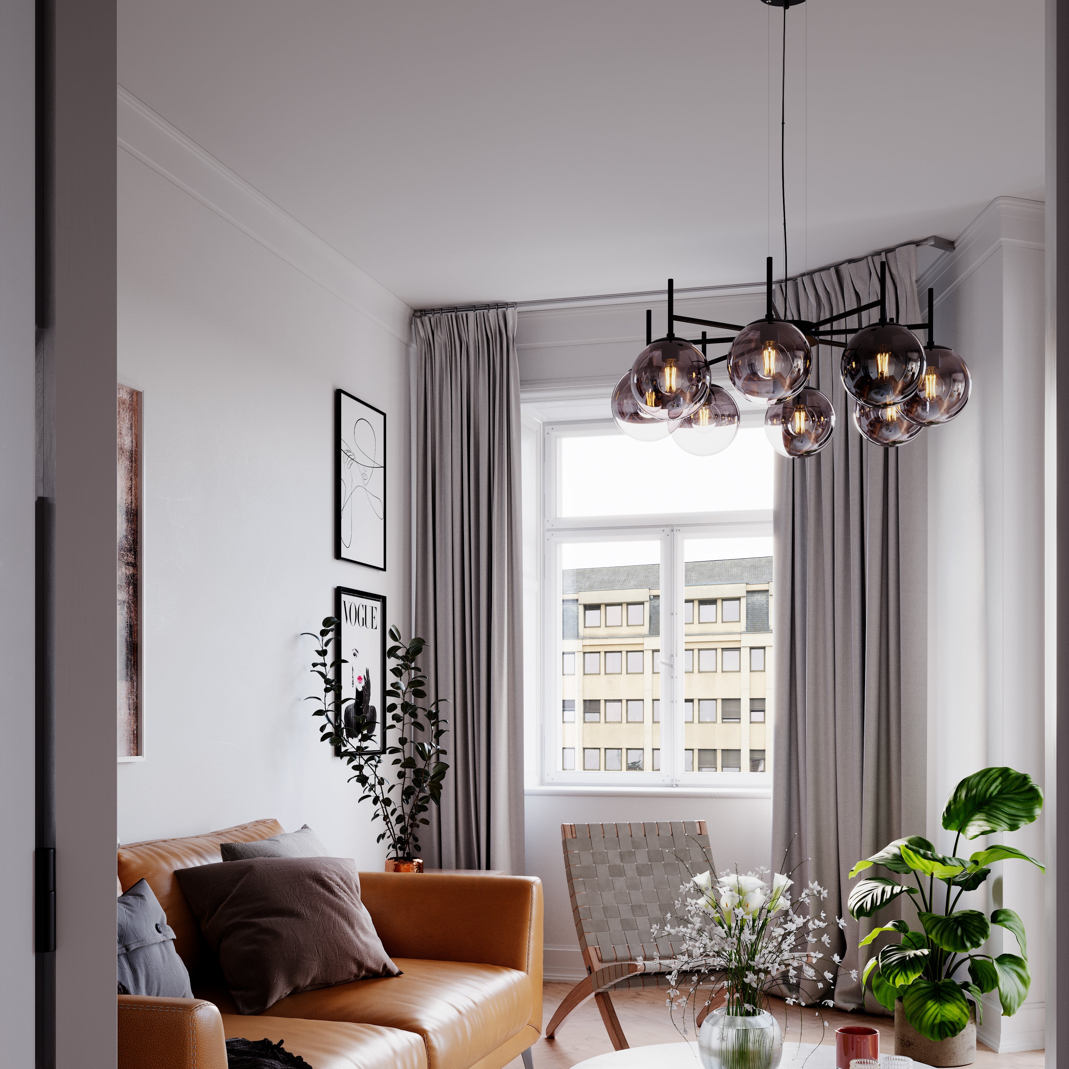 By Rydéns - Boyle taklampa 8-låg rökgrå