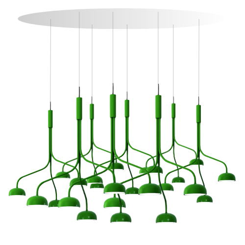 Zero interiör - Curve Cluster Grön 9xStora ink Takplatta LED