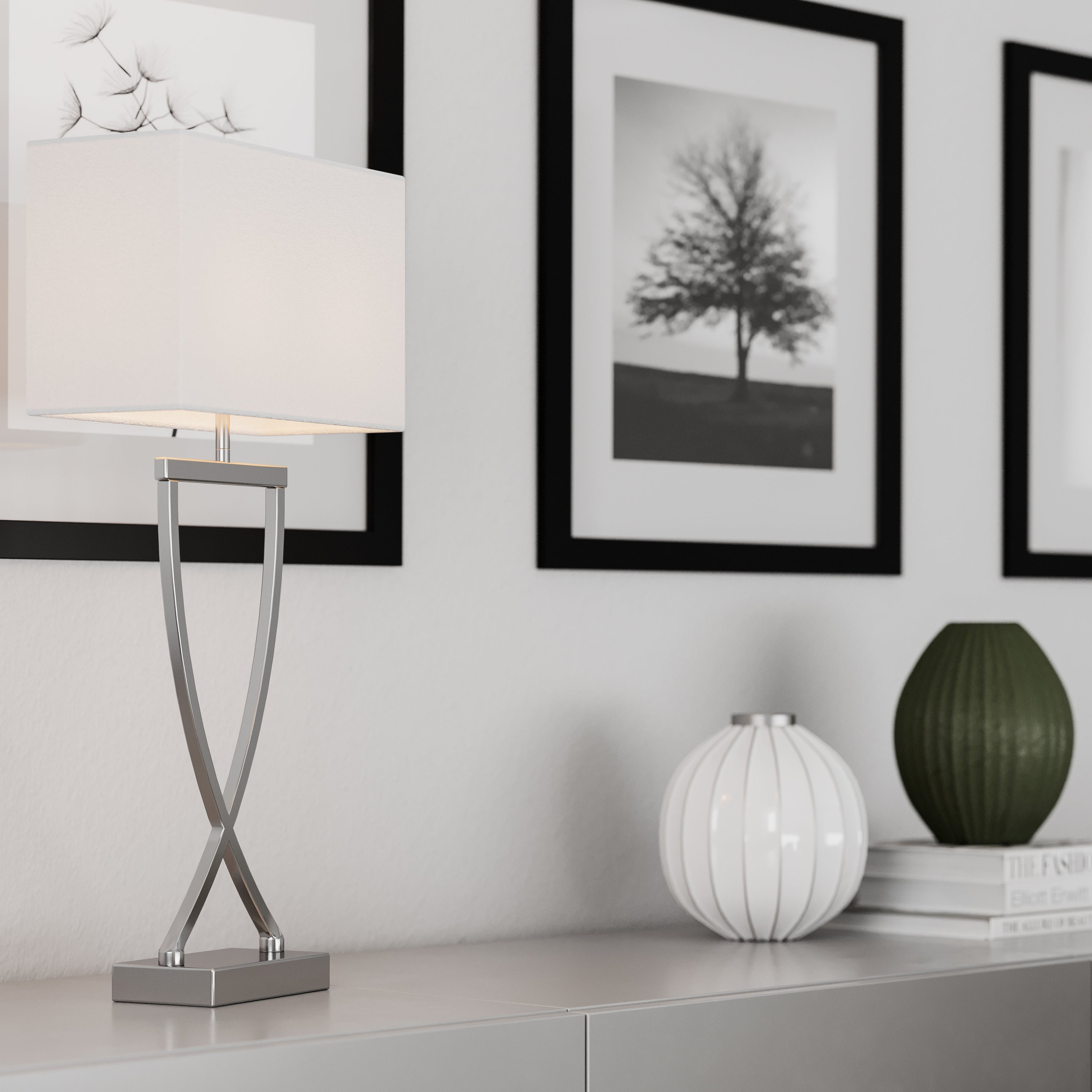 By Rydéns - Omega bordslampa H69 cm krom/vit