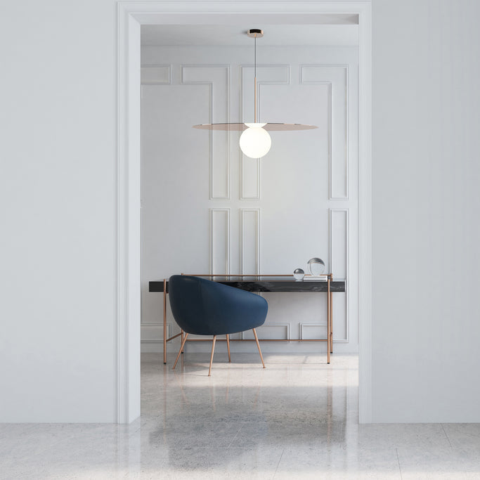 Bola Disc Pendant 32" - 8" Glob - Matt Svart - LED