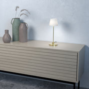 Herstal - Bordslampa Gil il Grande satin mässing/opal glas